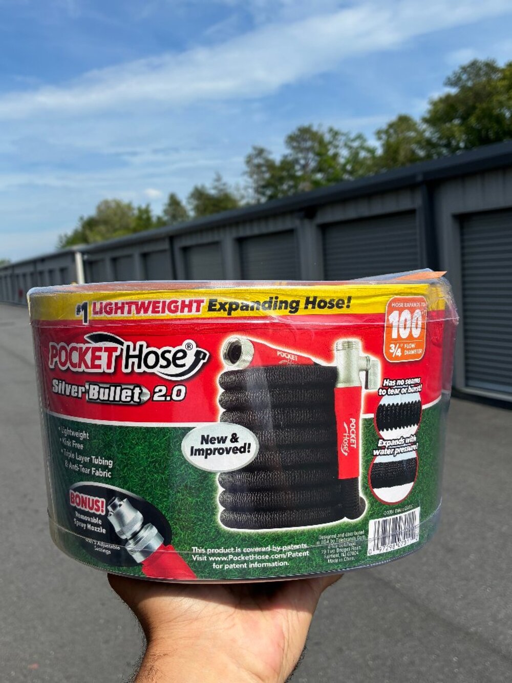 Pocket Hose Silver Bullet 2.0 100 ft Expandable Water Hose w/ Removable Nozzle
